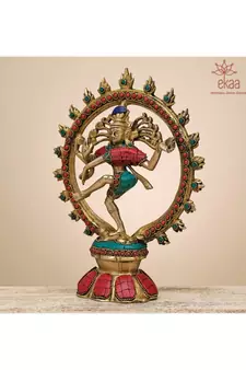 Brass Natraj with Stonework