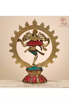 Brass Natraj with Stonework