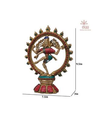 Brass Natraj with Stonework 5