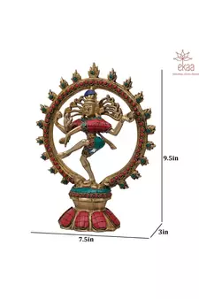 Brass Natraj with Stonework