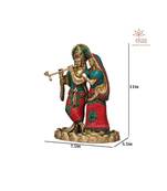 Radha Krishna Idol in Stonework Brass