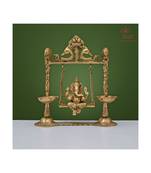 Brass Ganesh on Swing with Diya