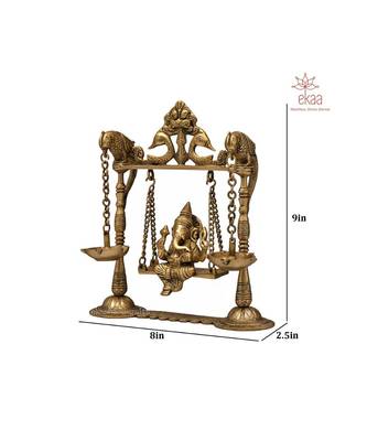 Brass Ganesh on Swing with Diya 5