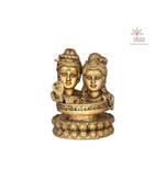 Shiva Parvati Head on Lotus in Brass