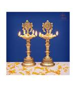 Brass Shankh Chakra Diya Pair