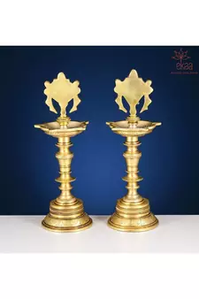 Brass Shankh Chakra Diya Pair