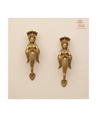 Brass Nag Kanya Door Handle Pair 1