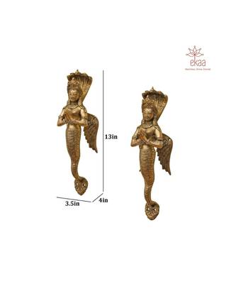 Brass Nag Kanya Door Handle Pair 2