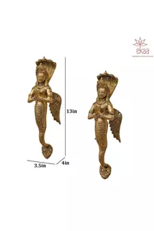 Brass Nag Kanya Door Handle Pair