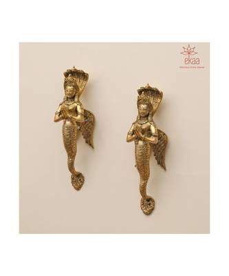 Brass Nag Kanya Door Handle Pair 3