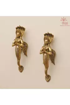 Brass Nag Kanya Door Handle Pair