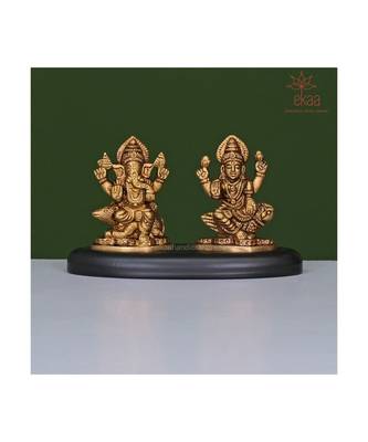 ekaa handicrafts brass ganesh lakshmi idol – gold 1