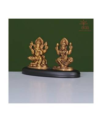 ekaa handicrafts brass ganesh lakshmi idol – gold 2