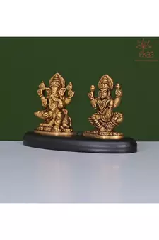 ekaa handicrafts brass ganesh lakshmi idol – gold