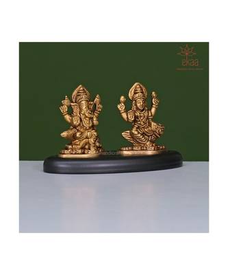 ekaa handicrafts brass ganesh lakshmi idol – gold 3