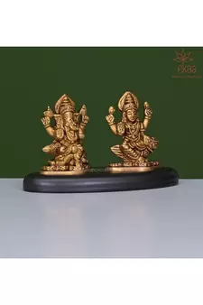 ekaa handicrafts brass ganesh lakshmi idol – gold