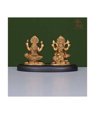 ekaa handicrafts brass ganesh lakshmi idol – gold 5