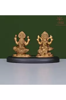 ekaa handicrafts brass ganesh lakshmi idol – gold