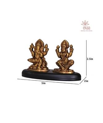ekaa handicrafts brass ganesh lakshmi idol – gold 6