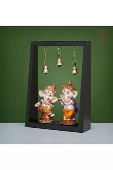 Wooden Frame Musical Ganesh- Baby Ganesha playing instruments