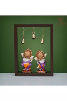 Wooden Frame Musical Ganesh- Baby Ganesha playing instruments