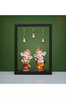 Wooden Frame Musical Ganesh- Baby Ganesha playing instruments