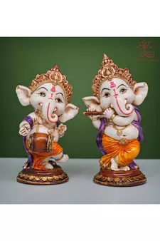 Wooden Frame Musical Ganesh- Baby Ganesha playing instruments