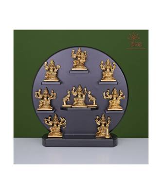 Brass Ashta Laxmi Set with Wooden Frame 2