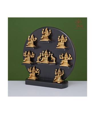 Brass Ashta Laxmi Set with Wooden Frame 3