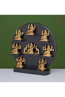 Brass Ashta Laxmi Set with Wooden Frame