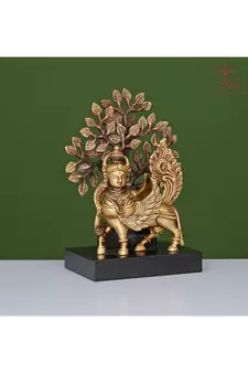 Brass Kamdhenu with Kalpvruksh