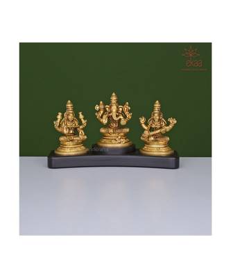 Ganesh Lakshmi Saraswati on Wooden Base 1