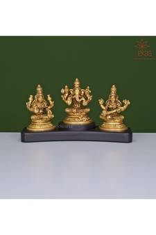 Ganesh Lakshmi Saraswati on Wooden Base