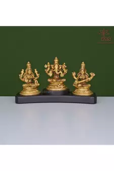 Ganesh Lakshmi Saraswati on Wooden Base