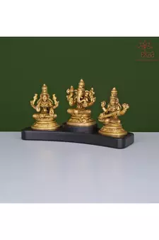 Ganesh Lakshmi Saraswati on Wooden Base