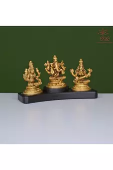 Ganesh Lakshmi Saraswati on Wooden Base