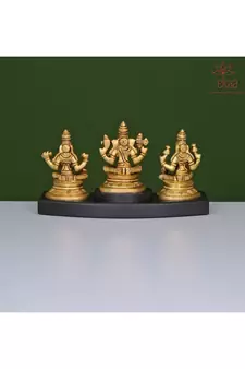 Ganesh Lakshmi Saraswati on Wooden Base