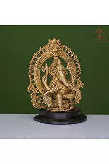 Lord Ganesha on Wooden Base
