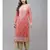 Ada Women Hand Embroidered Peach Georgette Lucknow Chikan Kurta/Slip with Gota Patti work - A411356