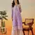 Women Hand Embroidered Mauve Georgette Lucknow Chikan Kurta And Slip With Gota Patti Work