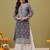 Women Hand Embroidered Grey Georgette Lucknow Chikan Kurta With Slip