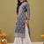 Women Hand Embroidered Grey Georgette Lucknow Chikan Kurta With Slip