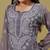 Women Hand Embroidered Grey Georgette Lucknow Chikan Kurta With Slip