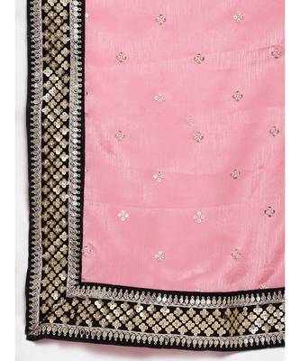 Beautiful Black Sequin Embroidered Velvet Anarkali with Silk Dupatta 5