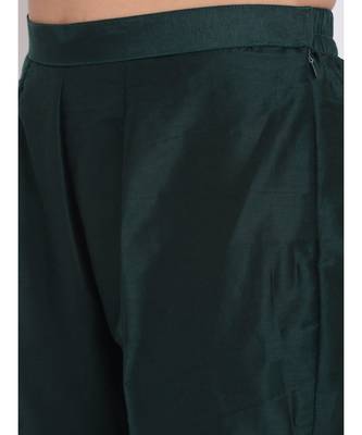 Chic Green Chanderi Straight Kurti with Pants 5