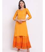 Ochre Yellow Short Kurti With Shaded Sharara
