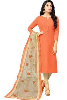 Orange plain chanderi salwar