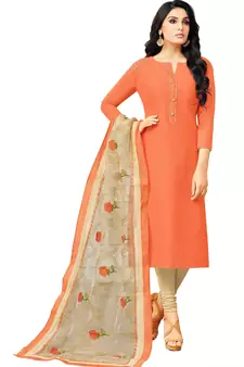 Orange plain chanderi salwar