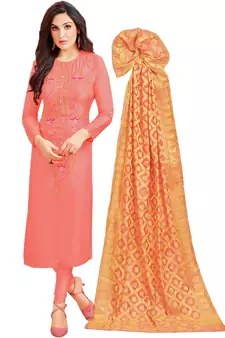 Peach embroidered cotton salwar