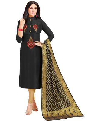 Black embroidered cotton salwar 1